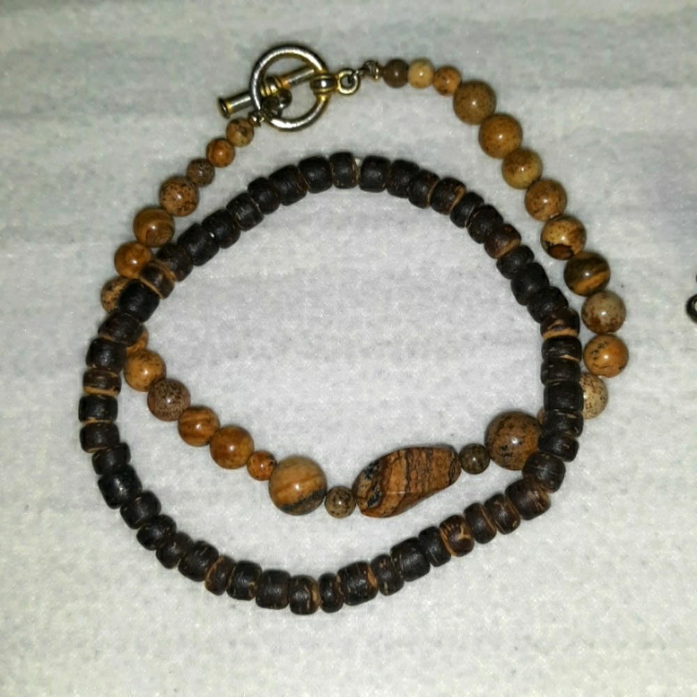 Handmade brown bracelets.